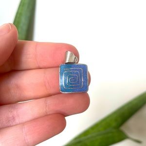 VINTAGE Funky Blue Sterling Silver Pendant